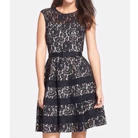 lace fit & flare cocktail dress eliza j